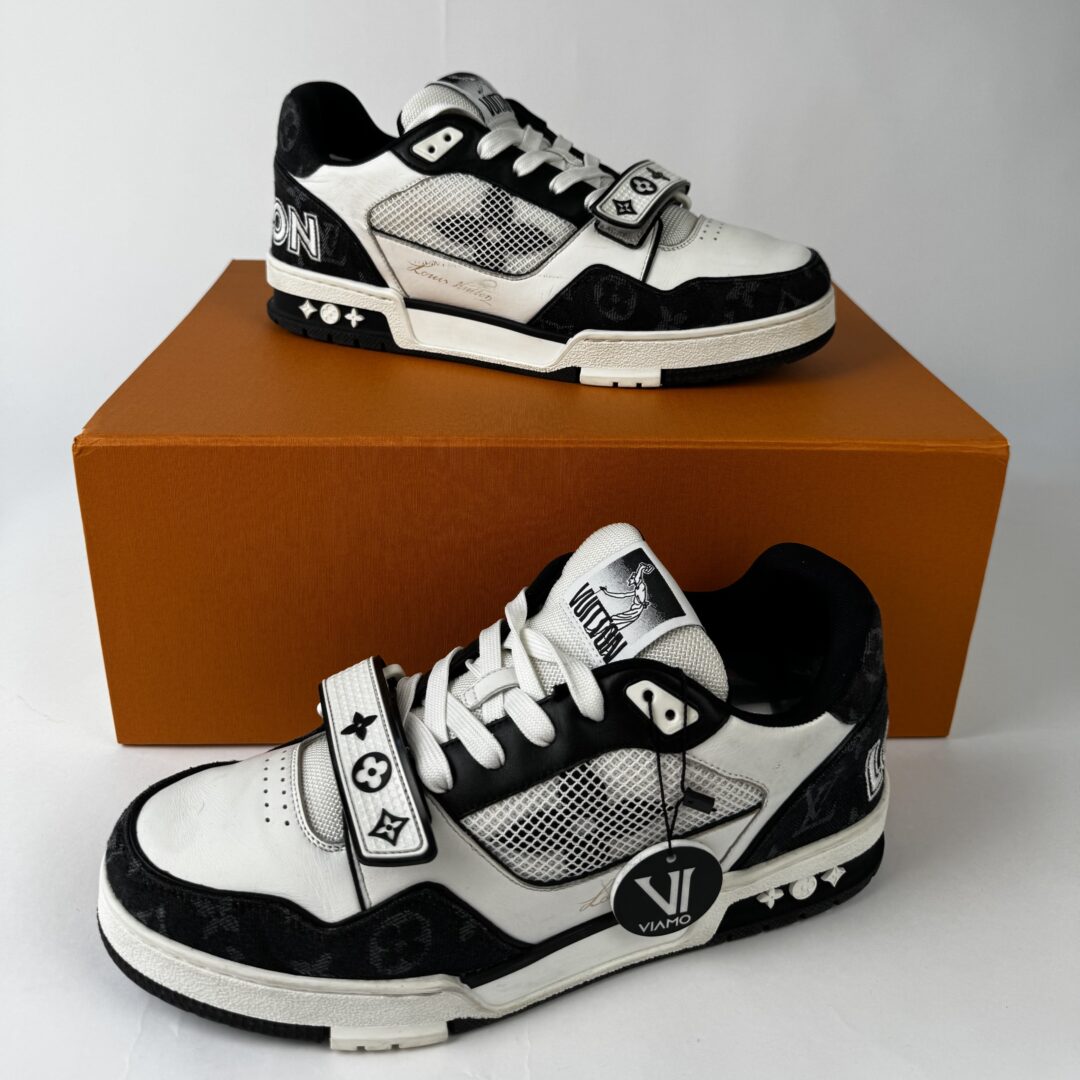 Louis Vuitton LV Trainer Velcro Strap Monogram Denim Black White