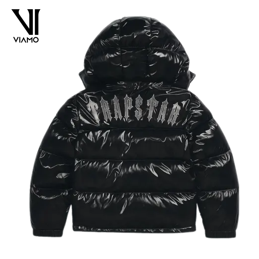 Trapstar Irongate Hooded Puffer Jacket – Shiny Black