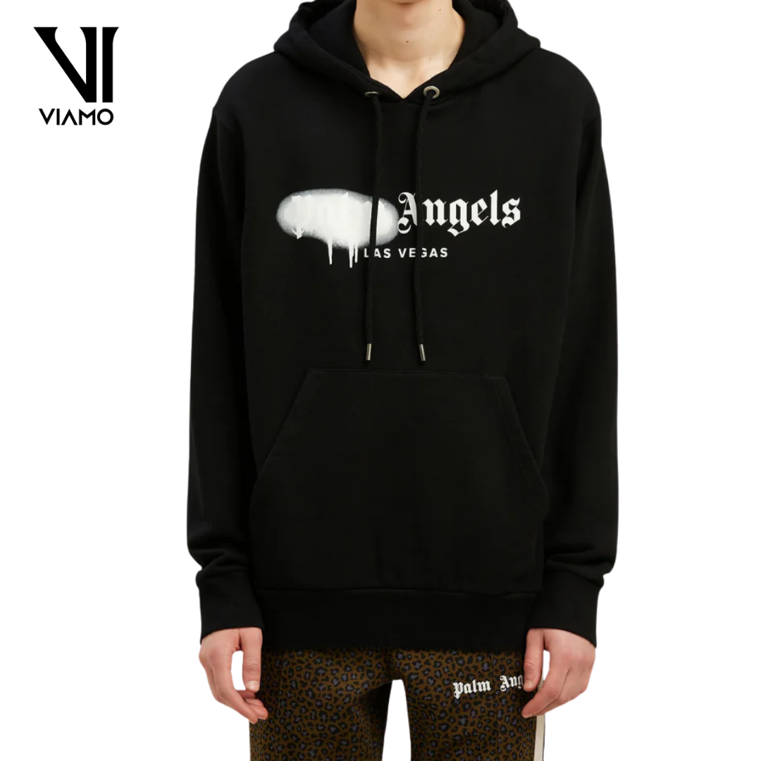 Palm Angels Las Vegas Sprayed Hoodie – Black/White