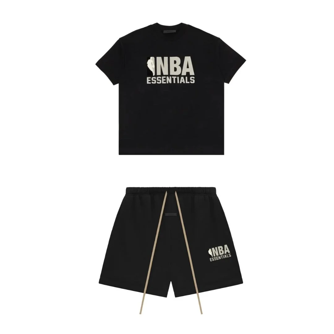 Komplet krótki Essentials NBA Black SS25
